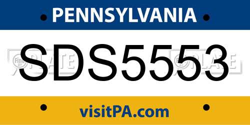 SDS5553 Pennsylvania License Plate