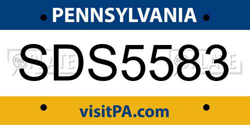 SDS5583 Pennsylvania License Plate