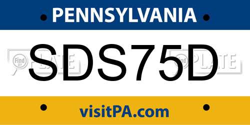 SDS75D Pennsylvania License Plate