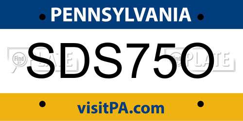 SDS75O Pennsylvania License Plate