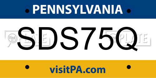 SDS75Q Pennsylvania License Plate