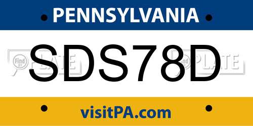 SDS78D Pennsylvania License Plate