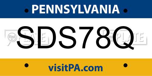 SDS78Q Pennsylvania License Plate