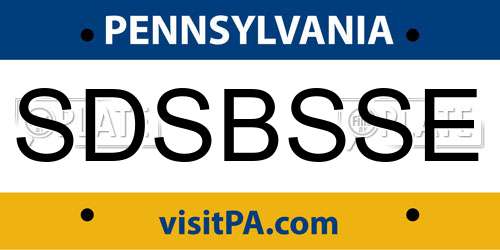 SDSBSSE Pennsylvania License Plate
