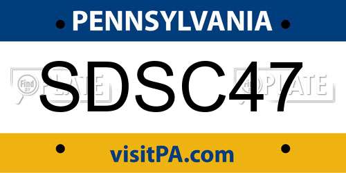 SDSC47 Pennsylvania License Plate