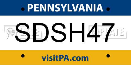 SDSH47 Pennsylvania License Plate