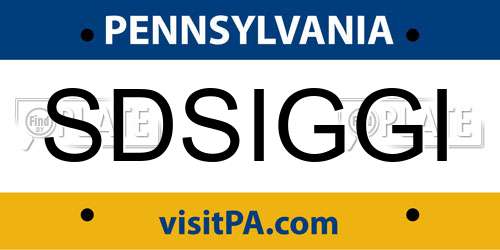 SDSIGGI Pennsylvania License Plate