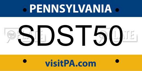 SDST50 Pennsylvania License Plate