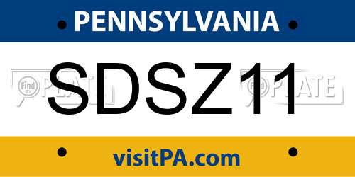 SDSZ11 Pennsylvania License Plate