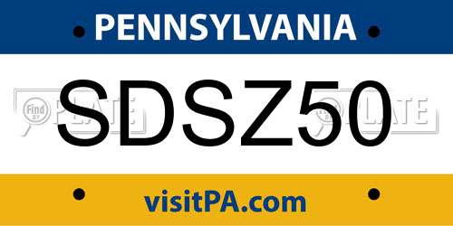SDSZ50 Pennsylvania License Plate