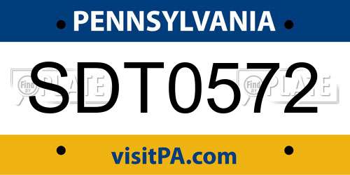 SDT0572 Pennsylvania License Plate