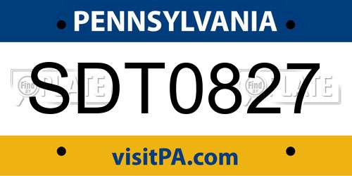 SDT0827 Pennsylvania License Plate