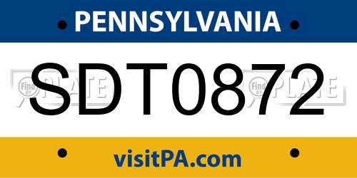 SDT0872 Pennsylvania License Plate