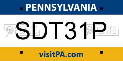 SDT31P Pennsylvania License Plate