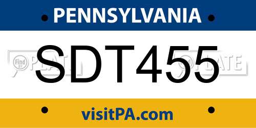 SDT455 Pennsylvania License Plate