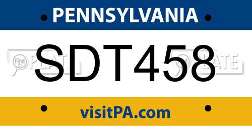 SDT458 Pennsylvania License Plate