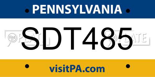 SDT485 Pennsylvania License Plate