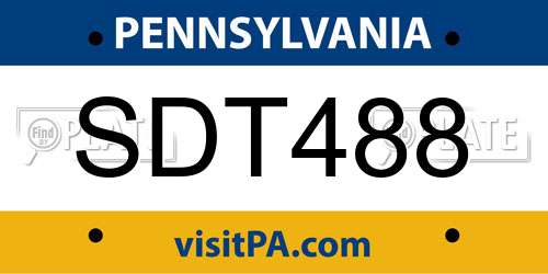 SDT488 Pennsylvania License Plate