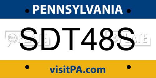 SDT48S Pennsylvania License Plate