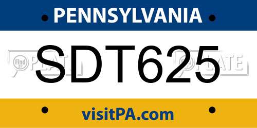 SDT625 Pennsylvania License Plate
