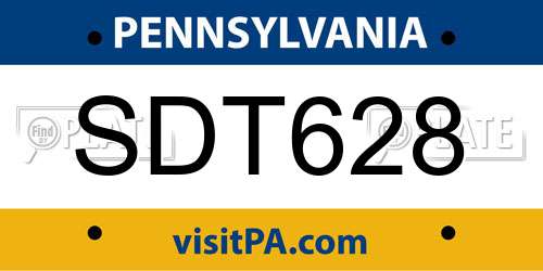 SDT628 Pennsylvania License Plate