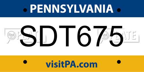 SDT675 Pennsylvania License Plate