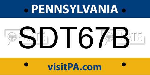 SDT67B Pennsylvania License Plate