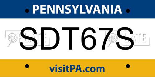 SDT67S Pennsylvania License Plate