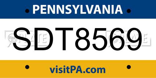 SDT8569 Pennsylvania License Plate
