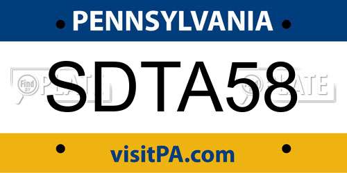 SDTA58 Pennsylvania License Plate