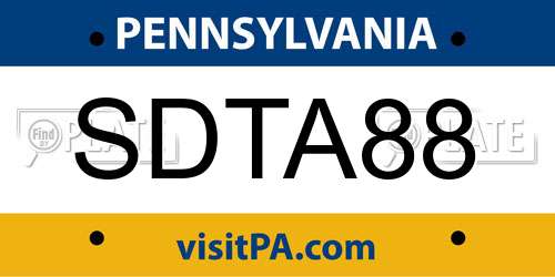 SDTA88 Pennsylvania License Plate