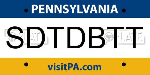 SDTDBTT Pennsylvania License Plate
