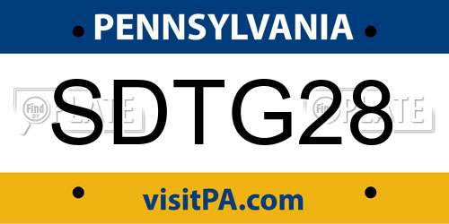 SDTG28 Pennsylvania License Plate