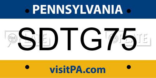 SDTG75 Pennsylvania License Plate