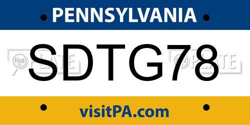 SDTG78 Pennsylvania License Plate