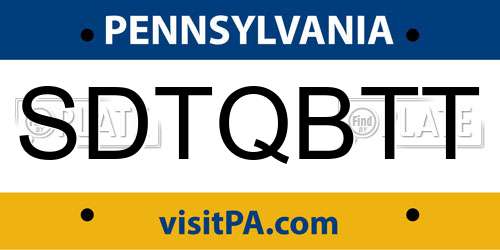 SDTQBTT Pennsylvania License Plate