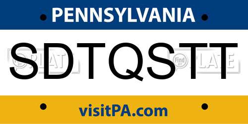 SDTQSTT Pennsylvania License Plate