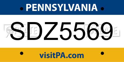 SDZ5569 Pennsylvania License Plate