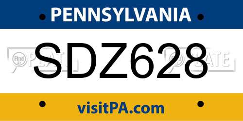 SDZ628 Pennsylvania License Plate