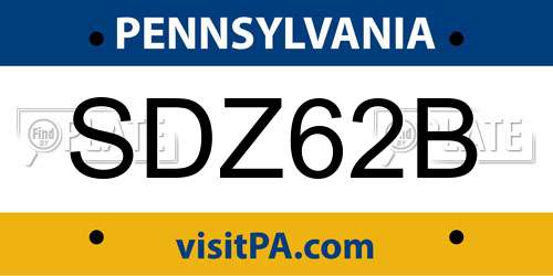 SDZ62B Pennsylvania License Plate