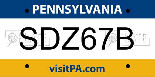 SDZ67B Pennsylvania License Plate