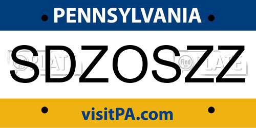 SDZOSZZ Pennsylvania License Plate