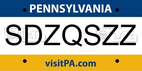 SDZQSZZ Pennsylvania License Plate