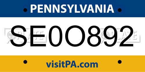 SE0O892 Pennsylvania License Plate