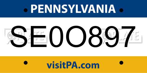 SE0O897 Pennsylvania License Plate