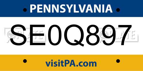 SE0Q897 Pennsylvania License Plate