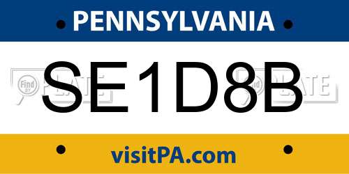 SE1D8B Pennsylvania License Plate