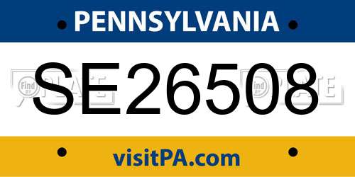 SE26508 Pennsylvania License Plate