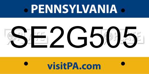 SE2G505 Pennsylvania License Plate