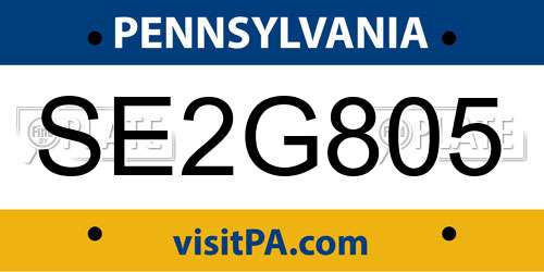 SE2G805 Pennsylvania License Plate